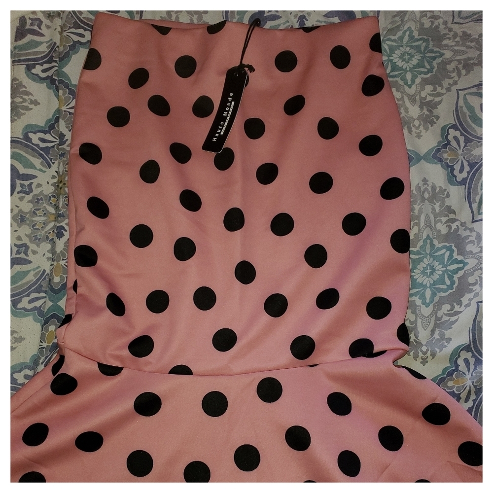 BRAND NEW polka dot midi skirt